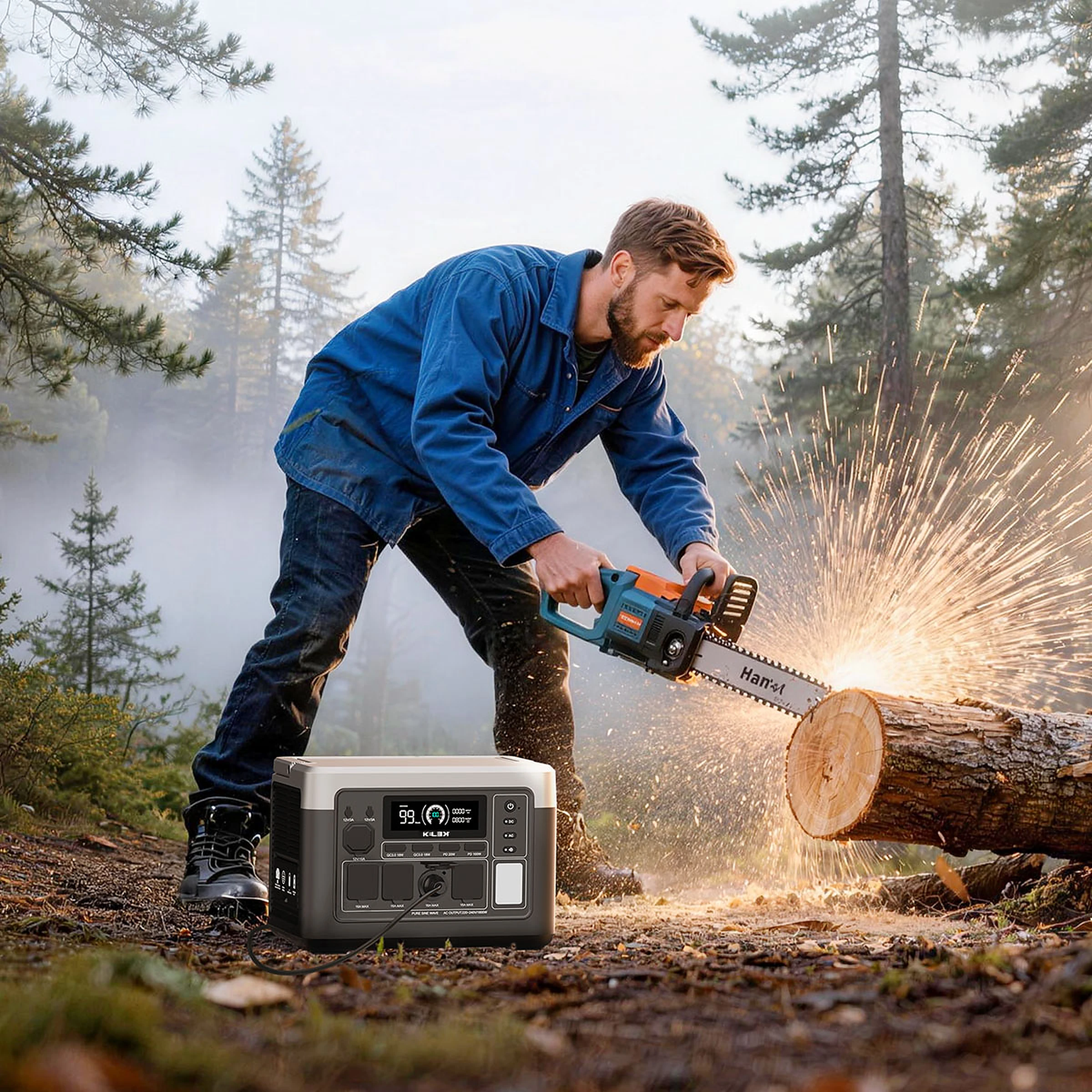 PowerNest Pro 1800 con motosierra