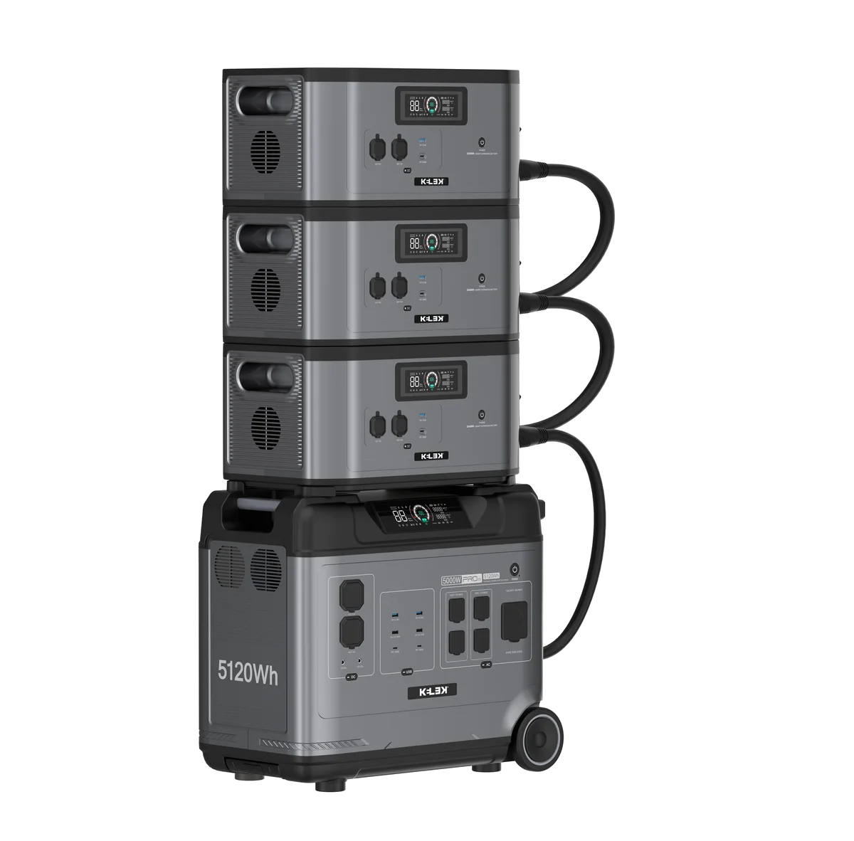 PowerNest BP5000 ProMax con baterías B2000 apiladas